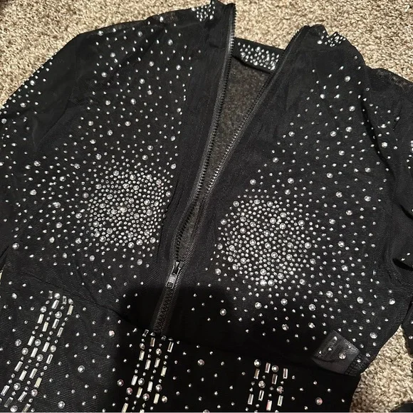 mesh rhinestone long sleeve and legging set - Picture 6 of 15